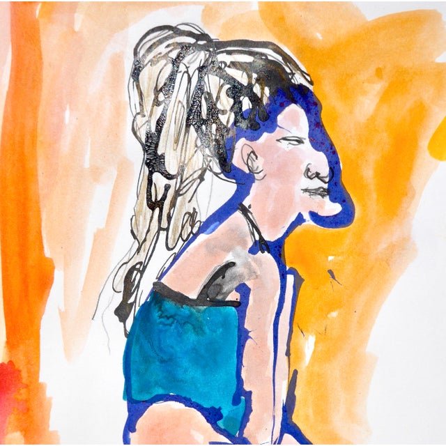 ""Young Model" Watercolor and Ink Drawing by Martha Holden For Sale In Los Angeles - Image 6 of 7