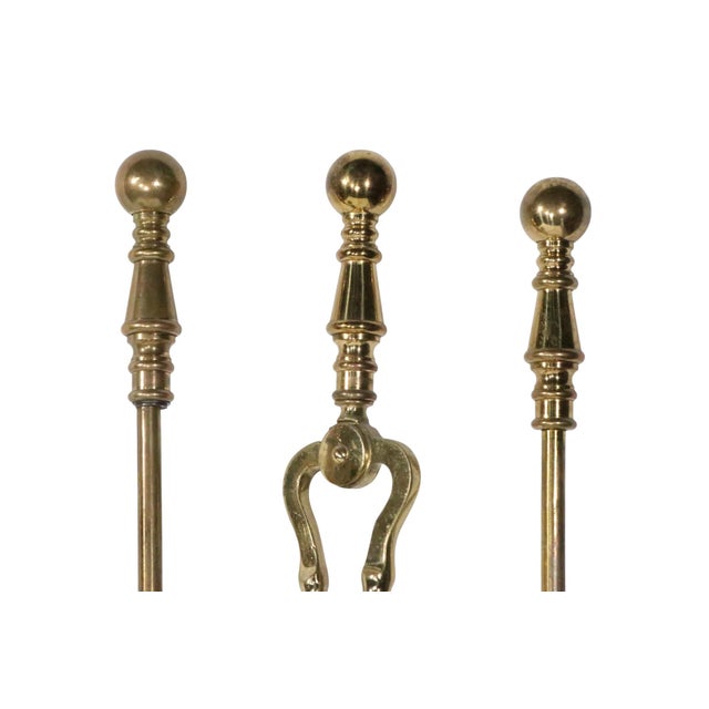 Mid 20th Century 5 Pc. Brass Fireplace Tool Set For Sale - Image 9 of 9