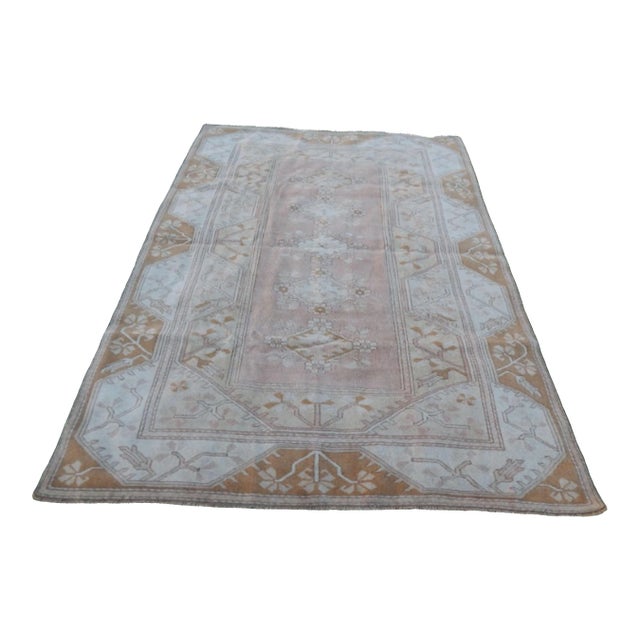 Distressed Vintage Oushak Rug - 6′4″ × 8′9″ For Sale