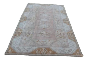Distressed Vintage Oushak Rug - 6′4″ × 8′9″