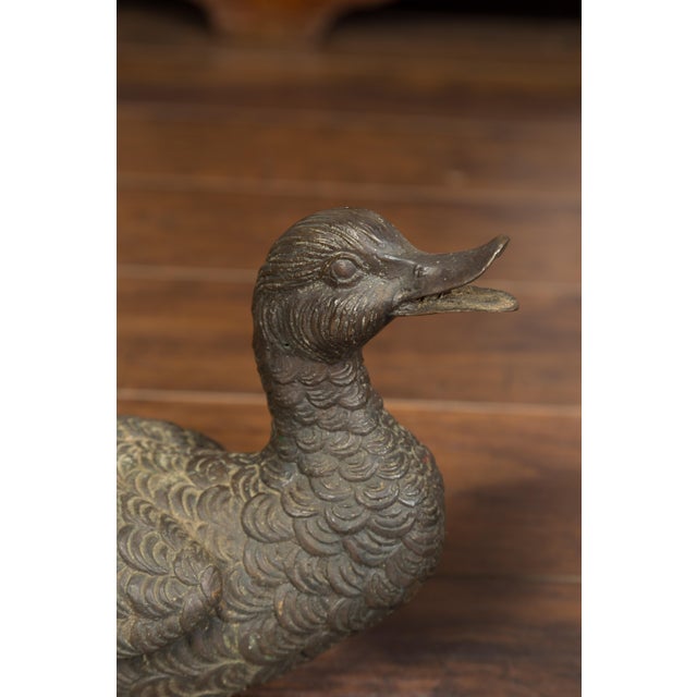 Metal Vintage 1940s Bronze Swimming and Quacking Ducks - a Pair For Sale - Image 7 of 11