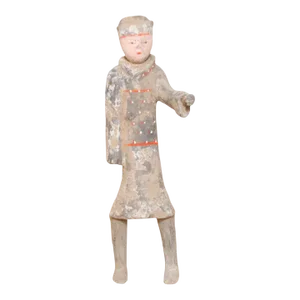 Antique Warrior Painted Pottery Figure