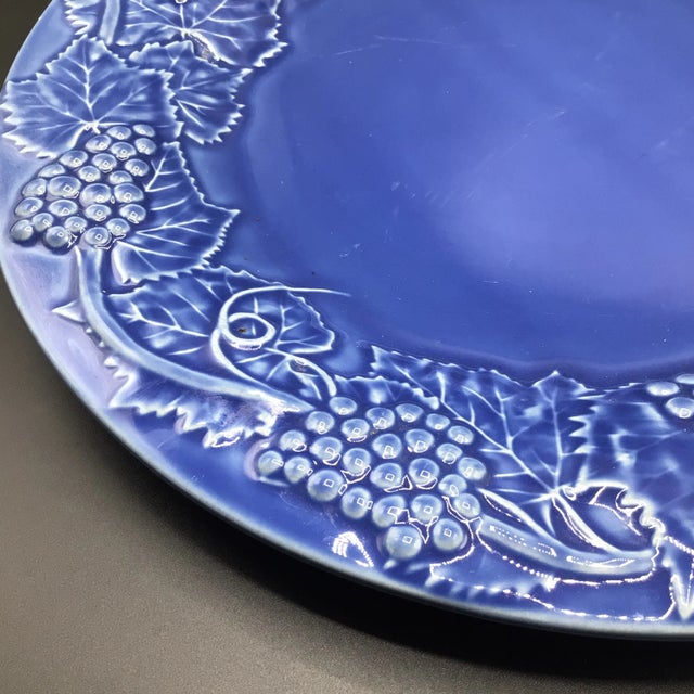 Blue Large Bordallo Pinheiro Grape Cobalt 14” Chop Plate For Sale - Image 8 of 12