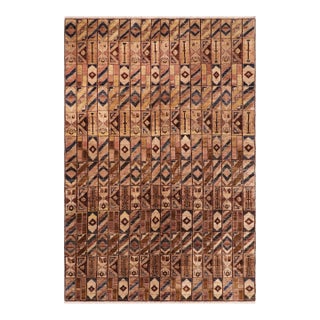 Shabby Chic Gabbeh Brown/Beige Wool Rug - 6'0'' X 8'8'' For Sale