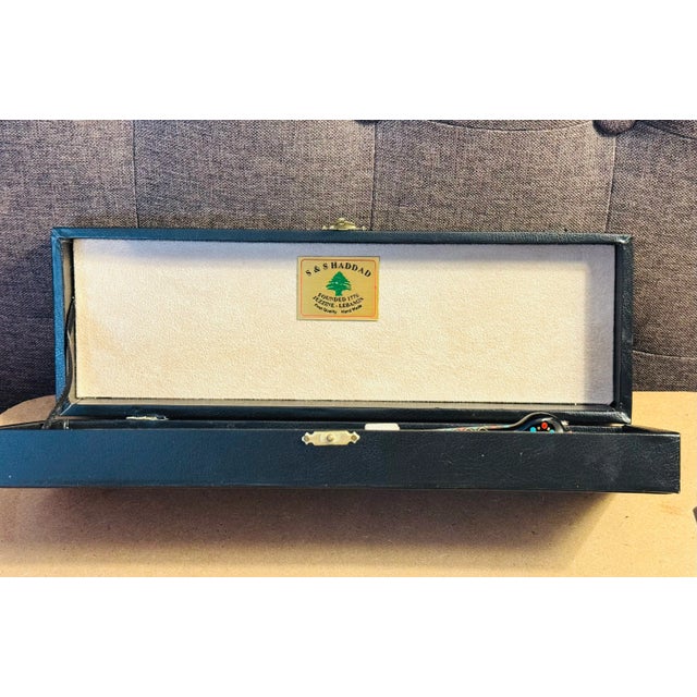 Onyx New Late 20th Century Authentic S&s Haddad Family Jezzine Dessert Server Never Used For Sale - Image 8 of 12
