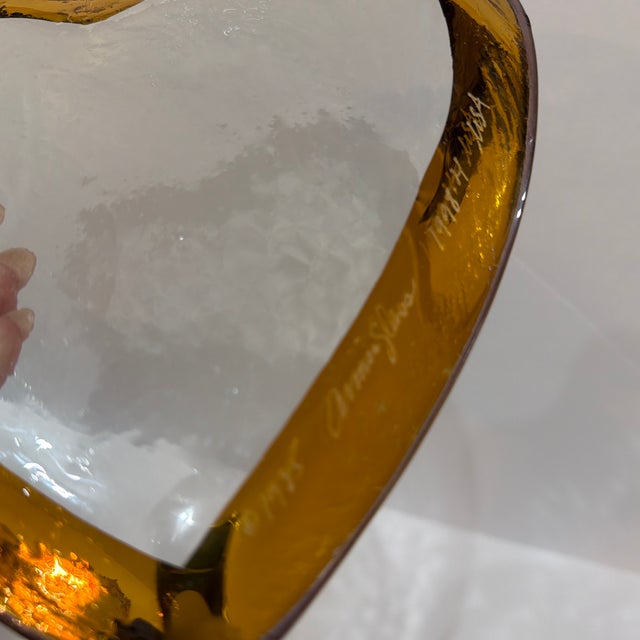 1990s Annieglass Heart Gilt Glass Plates - Set of 12 For Sale - Image 9 of 10