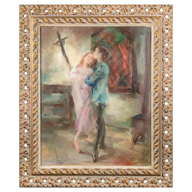 Miroslava Vrbová-Štefková, Romeo and Juliet, Oil Painting, Mid-20th Century For Sale