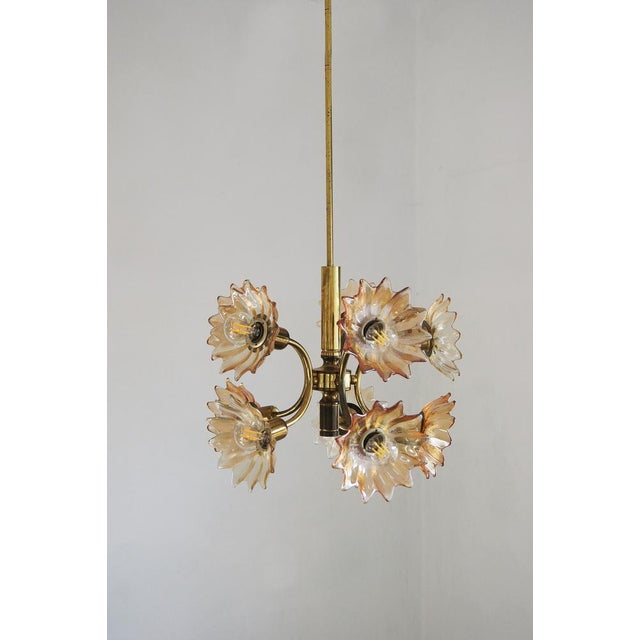 Mid-Century Modern Brass & Glass Ceiling Lamp from Sische Leuchten For Sale - Image 3 of 14