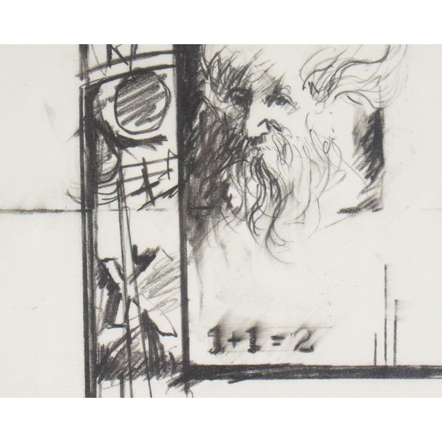 A 1969 charcoal drawing by the American artist James L. Bruch (1942-2023). This drawing features the face of a bearded man...
