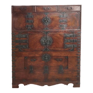 1960s Vintage Korean Jeonju Bandaji Scholar's Chest For Sale
