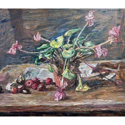 Enzo Faraoni, Still Life with Flowers, Oil on Wooden Panel, 1970s For Sale - Image 4 of 11