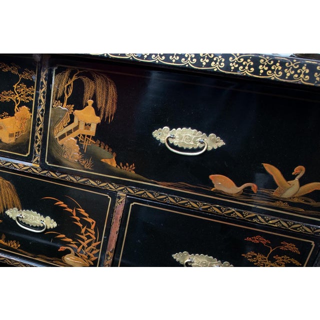 Antique Japanese Lacquer Cabinet on Stand For Sale - Image 3 of 9