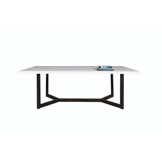modern cement and steel dining table