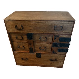 Japanese Antique Tansu (Chest) With Lock Bar From Meiji Era For Sale