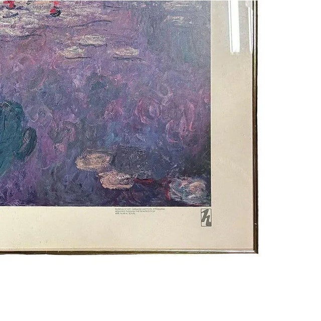 Paper 1979 Carnegie Institute "Nympheas" Left Panel Lithograph Poster by Claude Monet, Framed For Sale - Image 7 of 7
