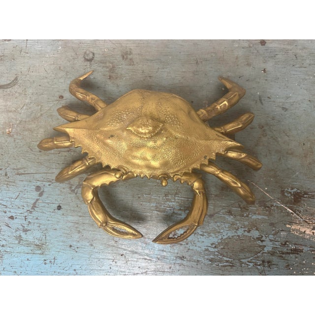 Nautical Late 20th Century Vintage Extra Large Brass Crab Figure Box, With Baby Crab on Back For Sale - Image 3 of 11