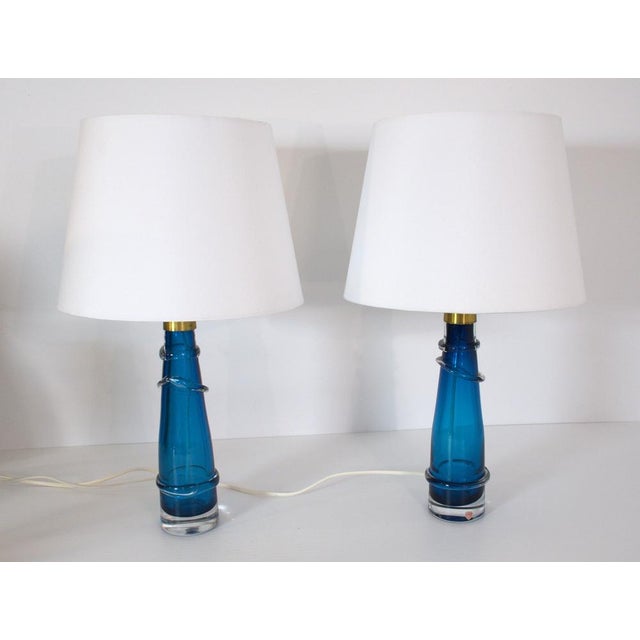 Orrefors Swedish Art Glass Table Lamps by Carl Fagerlund for Orrefors, 1950s, Set of 2 For Sale - Image 4 of 14