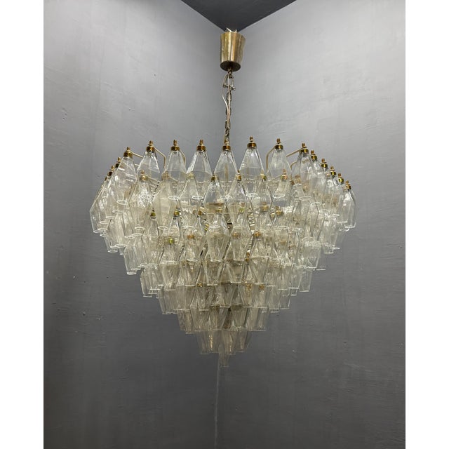 Large Murano Glass Poliedri Chandelier, Italy, 1970s For Sale - Image 8 of 18