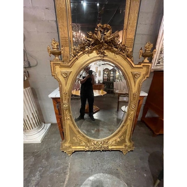 19th Century 19th C. French Louis XVI Giltwood Mirror For Sale - Image 5 of 8