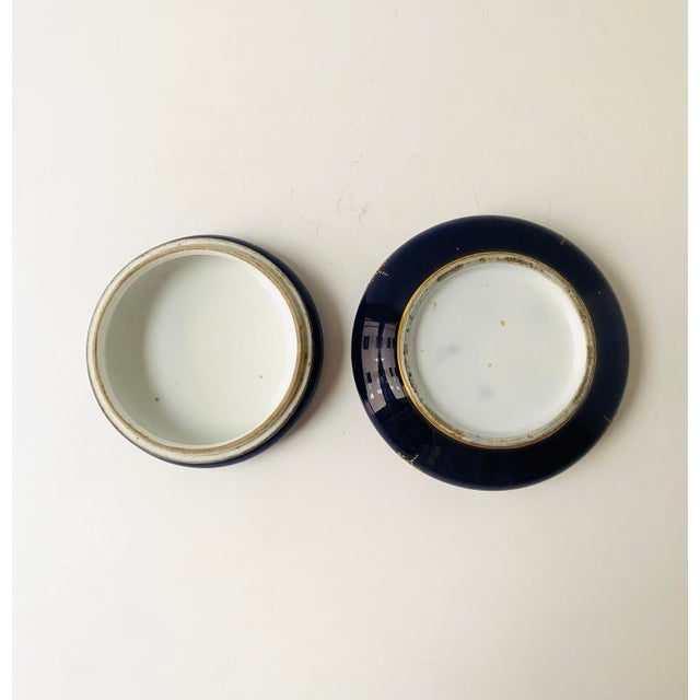 Porcelain Jewelry Box, Blue and Gold, Mid-20th Century, Europe For Sale - Image 10 of 11