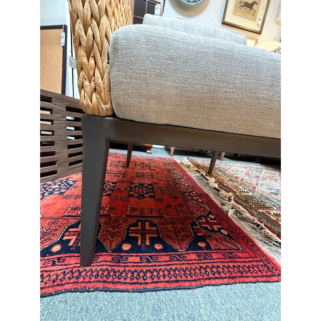 Brownstone Seagrass + Linen Occasional Chair, Prototype For Sale - Image 10 of 12