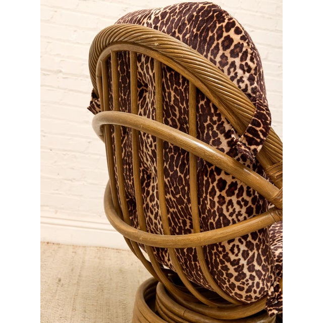 Vintage Tiki Bamboo Lounger With Leopard Print Upholstery For Sale - Image 10 of 12