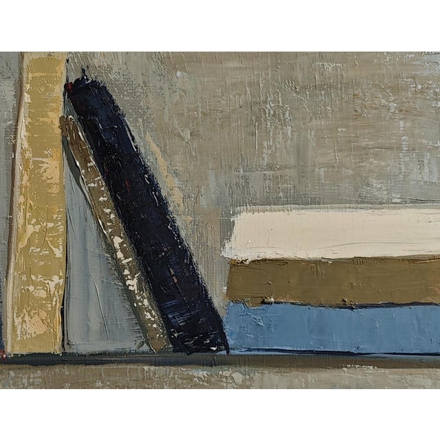 Point D’équilibre, Contemporary Abstract Bookshelf Oil Painting, Framed by Sophie Dumont For Sale - Image 6 of 10