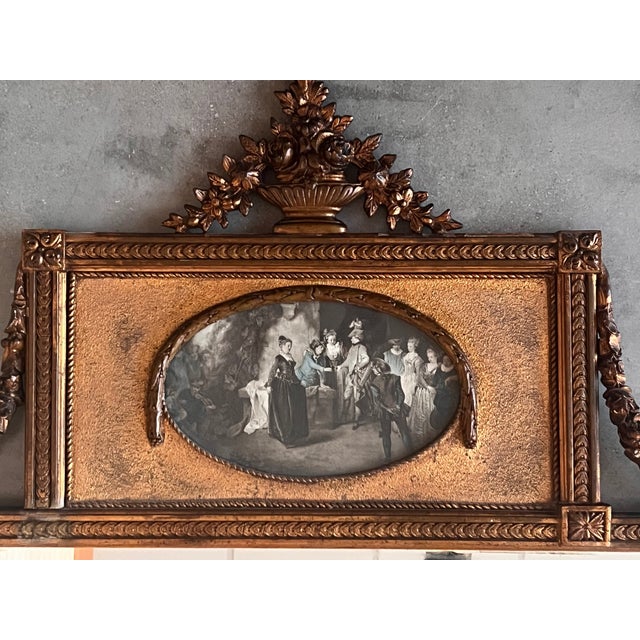 Neoclassical 19th Century Trumeau Rectangular Wall Mirror For Sale - Image 3 of 10