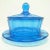 Blue Art Deco Butter Bowl by Niemen Glassworks, Poland, 1930s For Sale - Image 8 of 8