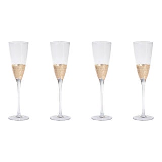 Vitorrio Gold Champagne Flutes, Set of 4 For Sale