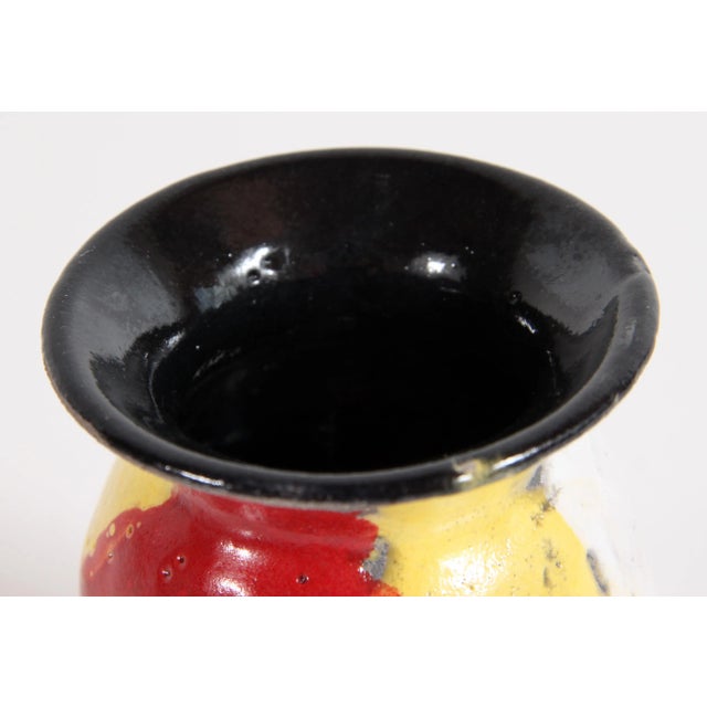Red Vintage Mid Century Modern West German Lava Bold Red & Yellow Pottery Vase For Sale - Image 8 of 9