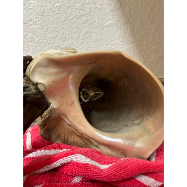Early 20th Century Art Nouveau Mermaid Lamp With Conch Shell Lamp For Sale In Orlando - Image 6 of 10