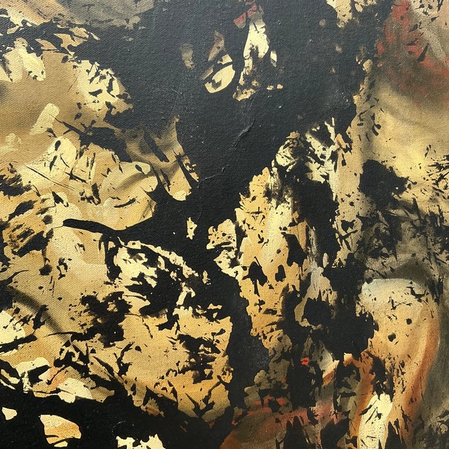 Vintage Boho Abstract Painting on Canvas For Sale In West Palm - Image 6 of 6