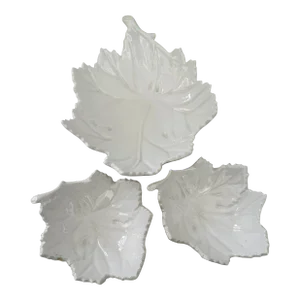 Vintage Set of 3 Crate & Barrel White Leaf Bowls