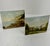 Danish Set of Two 19th Century Oil Painting Of Sailboats, Buildings, Coastline and Shoreline. They are unframed.