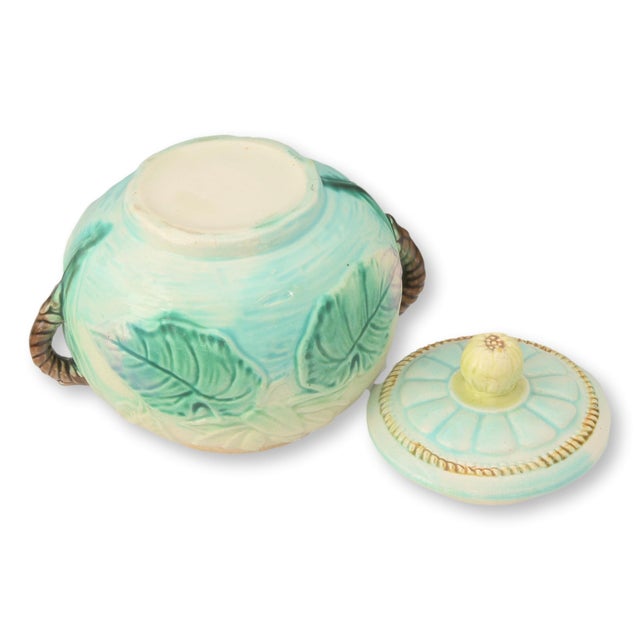 Victorian English Majolica Pond Lily Sugar Bowl For Sale In Los Angeles - Image 6 of 6