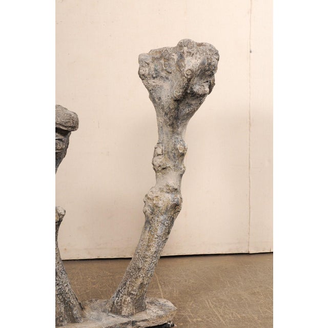 A Spanish faux bois sculptural garden planter, approximately 4.3 feet in height. This vintage garden art piece from Spain...