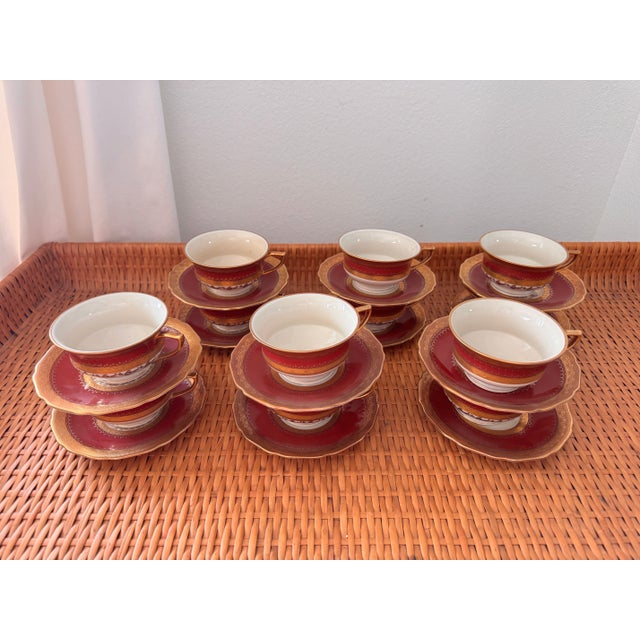 Vintage Carlsbad Fine China, Gloria, Tea Set With Service for 12, Czechoslovakia, C. 1930s For Sale - Image 11 of 13