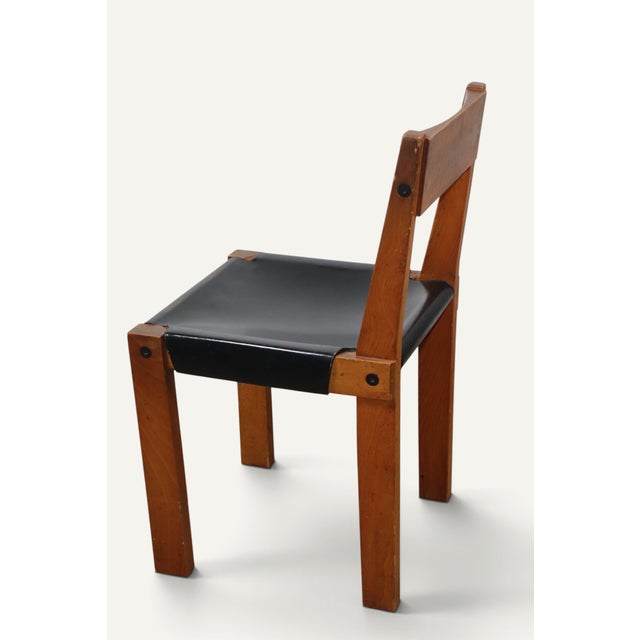 1970s Vintage S24 Chair in Elm and Black Leather by Pierre Chapo, 1970 For Sale - Image 5 of 18