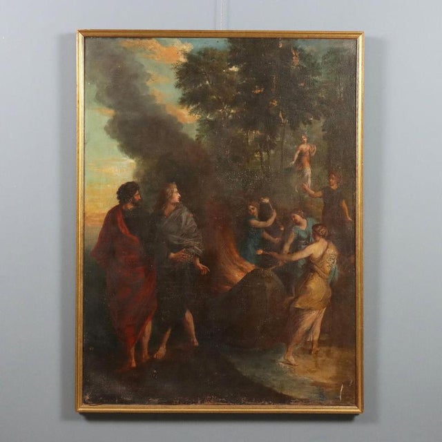 The Nymphs Burning Telemachus Ship, 17th Century, Oil Painting on Canvas, Framed For Sale - Image 12 of 12