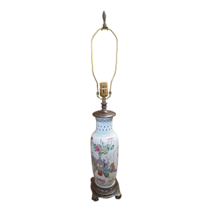 Famille Rose Baluster Lamp Circa 1912-1949