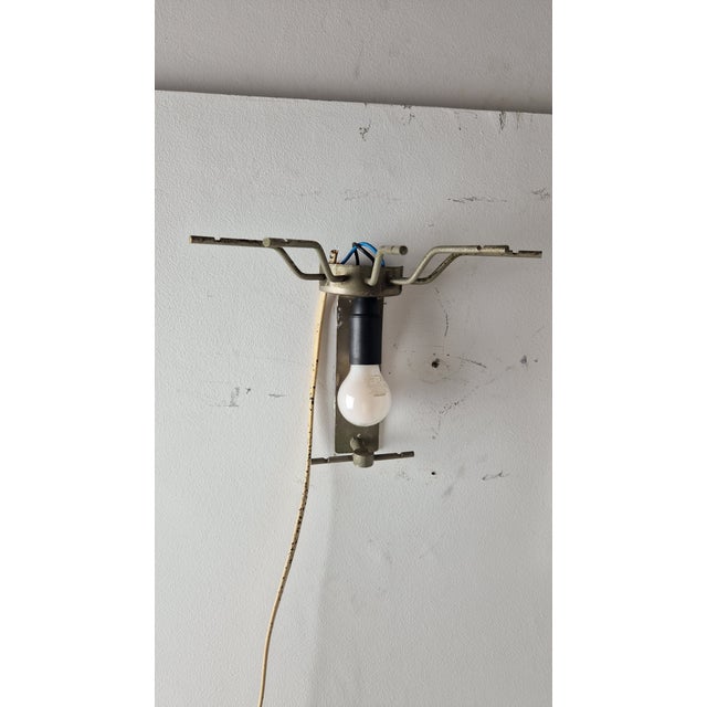 Mid-Century Modern Vintage Wall Lamps in Iron with Cylindrical Murano Glass Pendants, 1960s, Set of 2 For Sale - Image 3 of 14