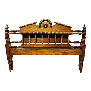 Antique Jenny Lind Early American Queen Headboard and Footboard - 2 Pieces For Sale