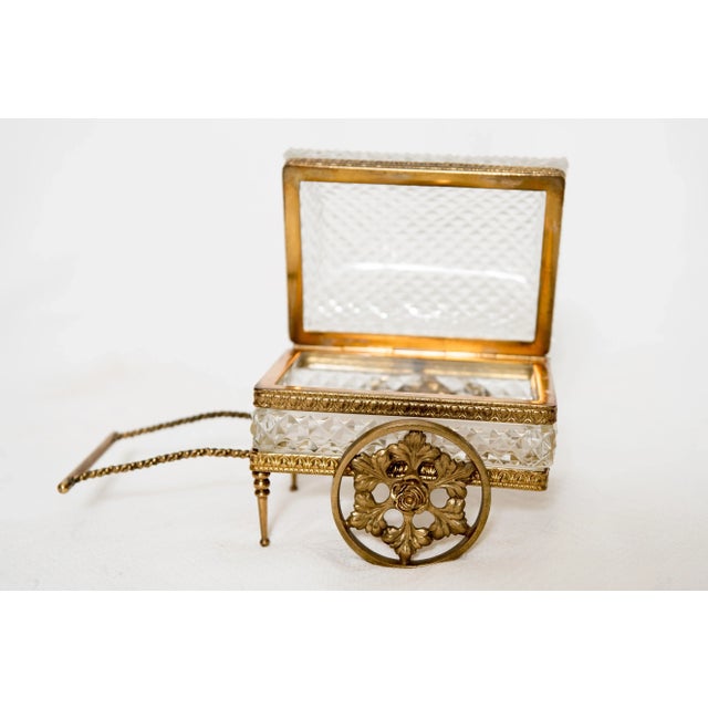 Traditional Vintage German Crystal & Bronze Jewelry Casket Carriage For Sale - Image 3 of 7