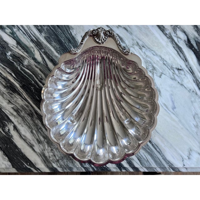 Vintage Silver-Plated Monumental Shell Motif Serving Dish For Sale - Image 10 of 10