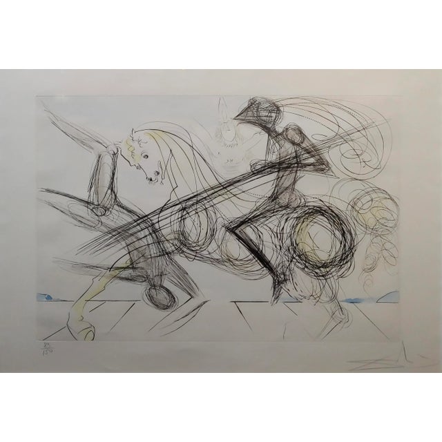 Abstract Salvador Dali - the Black Knight - Color Etching For Sale - Image 3 of 9