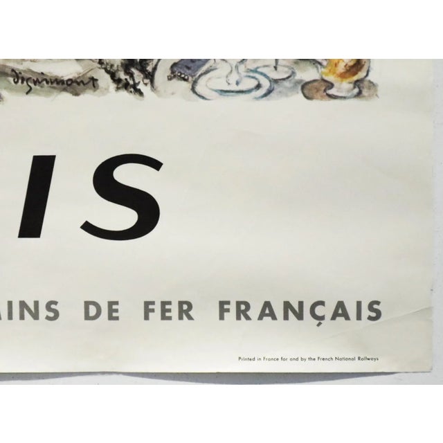 1962 French Railways Travel Poster, Paris Street Scene For Sale - Image 4 of 4