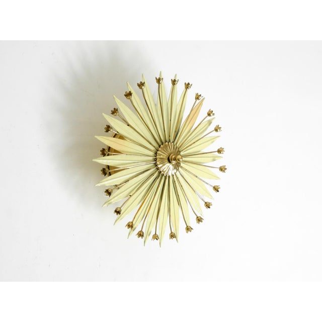 Small Vintage Brass and Metal Sunburst Ceiling Lamp, 1950s For Sale - Image 4 of 18