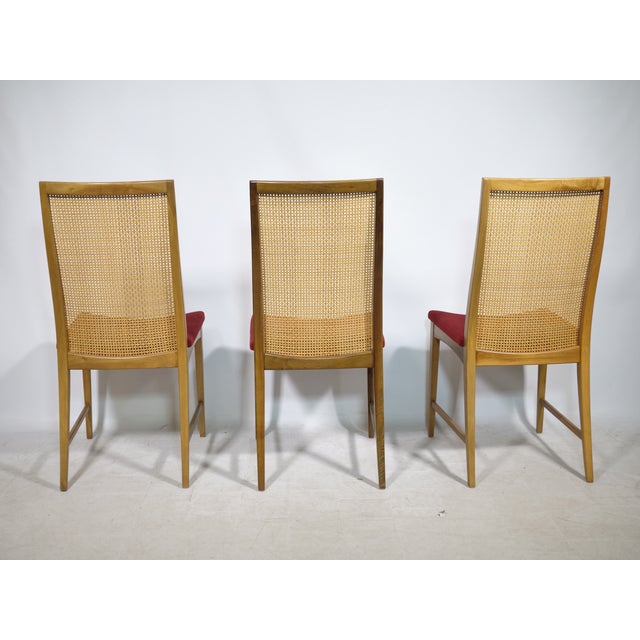 Red Mid-Century Modern Walnut Wicker Dining Chairs by Dillingham, 1960s, Set of 8 For Sale - Image 8 of 13