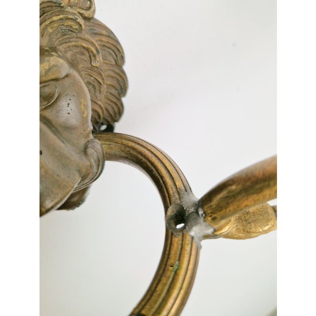 20th Century French Bronze & Brass Wall Sconces with Lion Heads, Set of 2 For Sale - Image 13 of 14